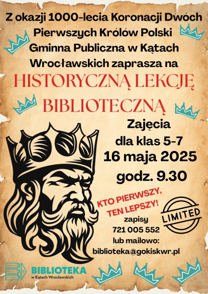 Historyczna lekcja biblioteczna z okazji 1000-lecia koronacji pierwszych królów Polski